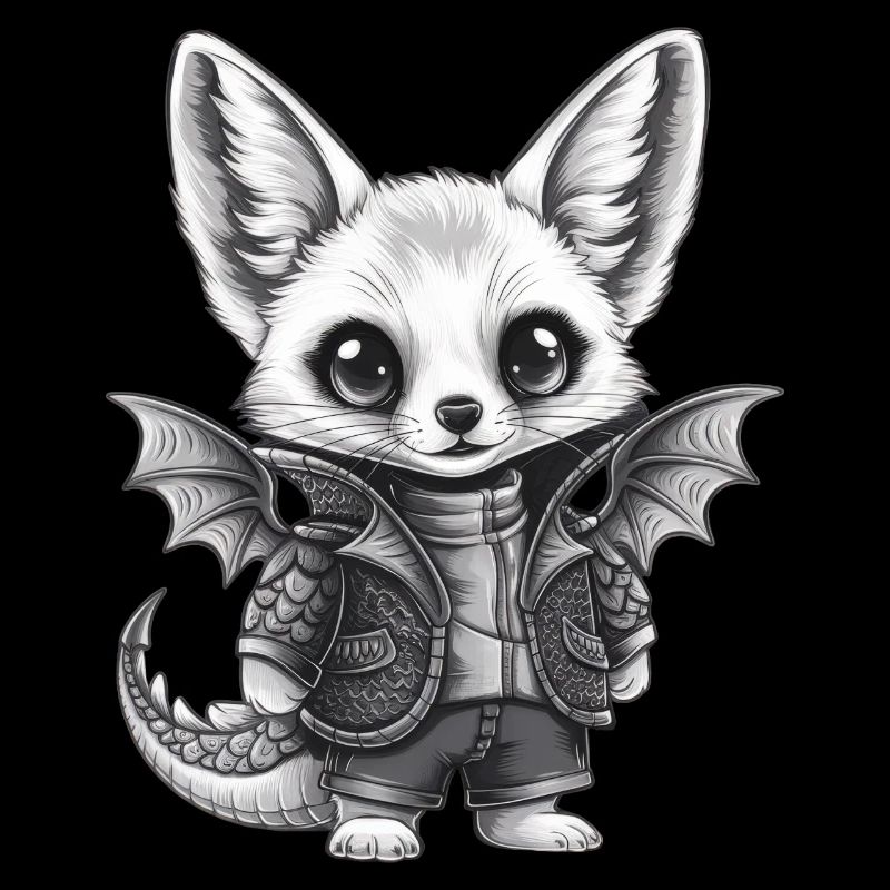 Fennek Wüstenfuchs mit coolem Drachen Outfit