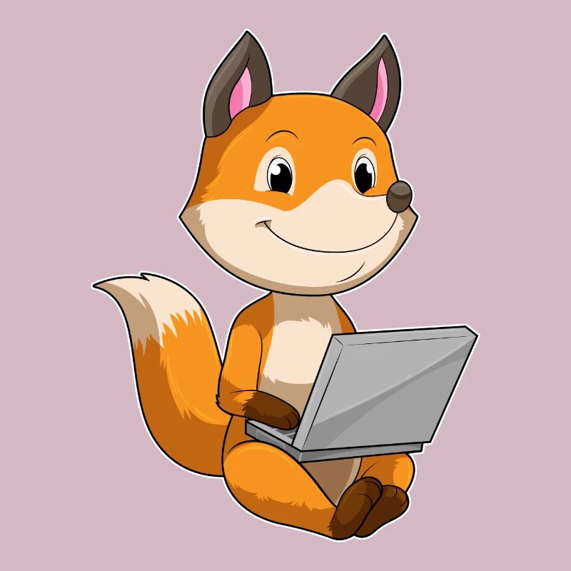 Fuchs avec ordinateur portable
