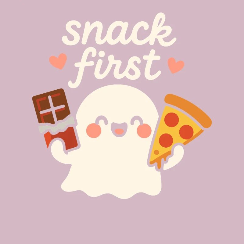 Snack First Funny Halloween Saying Cute Ghost
