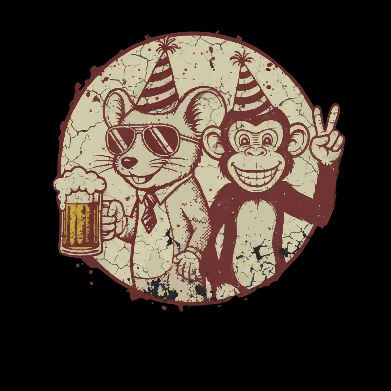 Party Maus Affe Bier