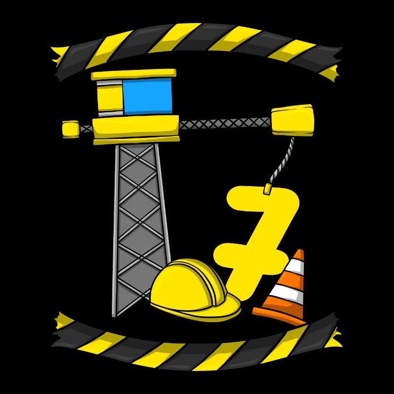 Construction Birthday Crane Worker 7th Birthday