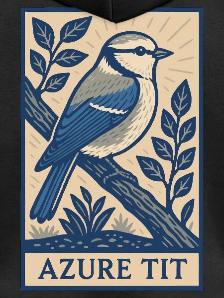 Retro Azurblå Tit Fugl Plakat til Fuglekiggere og Natur L