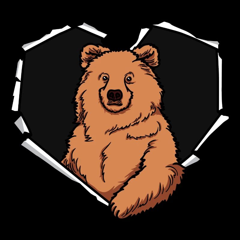 Bear Crack Torn Hole Heart Bear Face