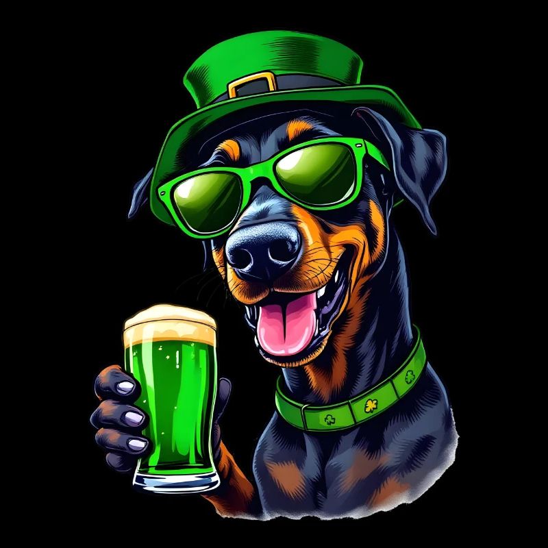 Doberman St. Patricks Day Bier Outfit Hunde