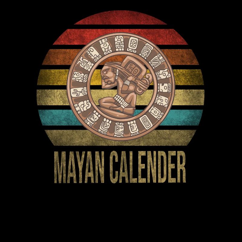 Mayan Calender Maya Itzamna Retro Sunset