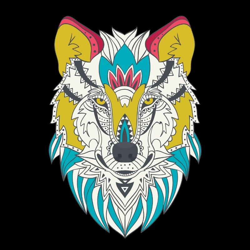 Wolf Kopf Bunt