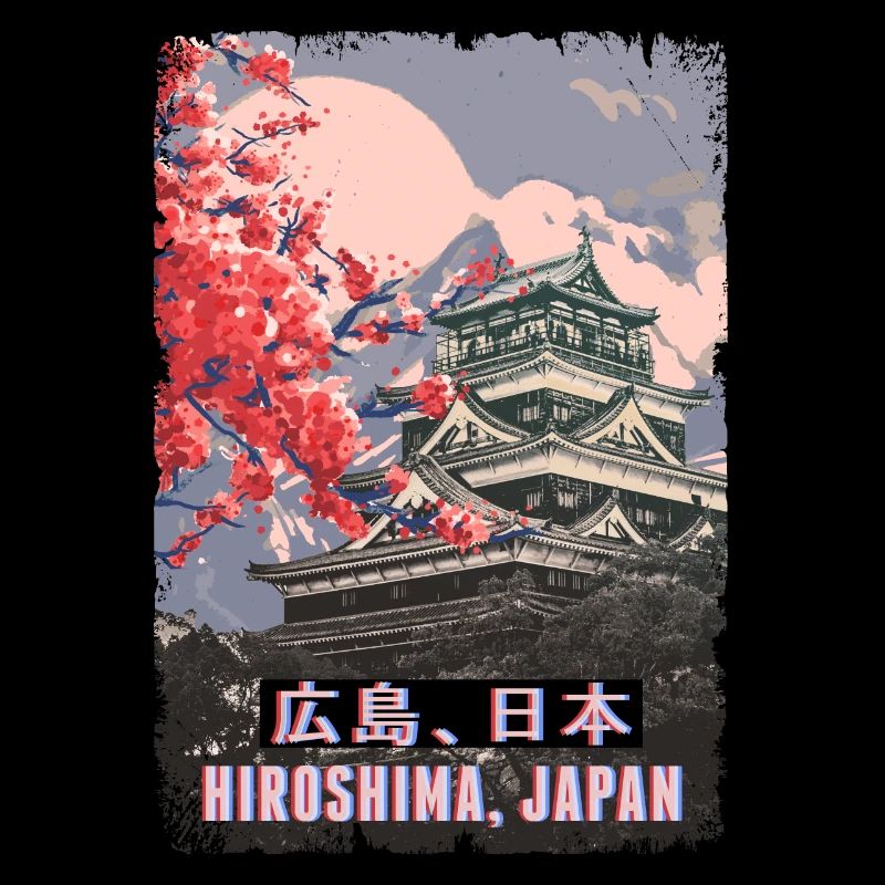 Temple japonais Hiroshima Fleur de cerisier anime