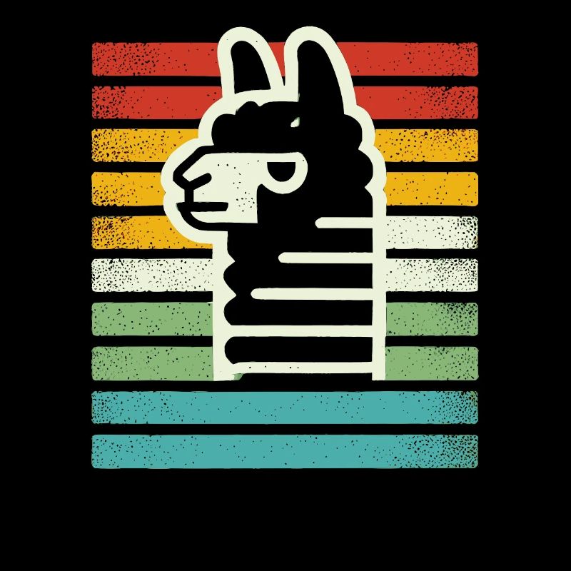 Retro Lama Alpaka in Regenbogen Farben Comic Kunst