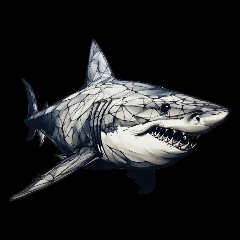 Shark geometrical drawing 1