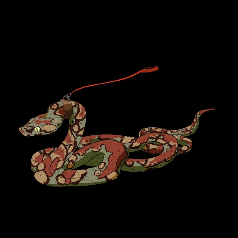 Boa constrictor on a leash in comic style