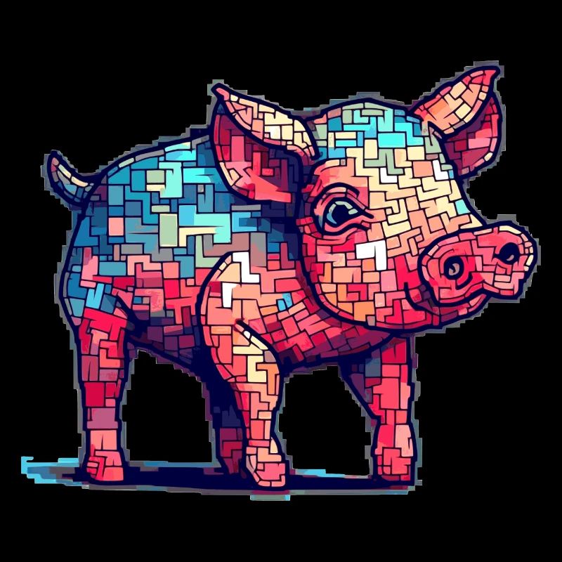 Cochon rétro dans des graphismes 8 bits cool