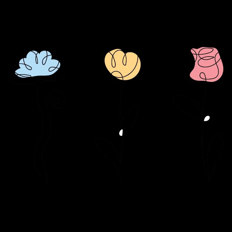 Three flowers in different colors