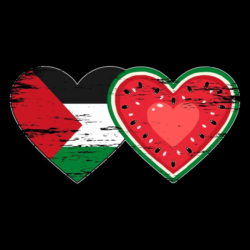 Palestine pastèque drapeau coeur utilisé