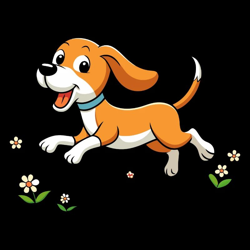 Beagle joyeux courant dans le champ