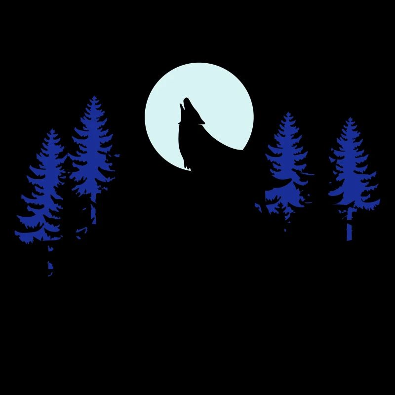 Wildnis Alaska Wolf Mond Bäume Wald