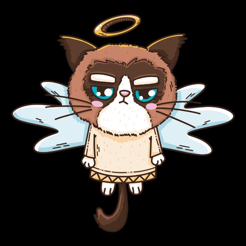 Angel Cat Grumpy