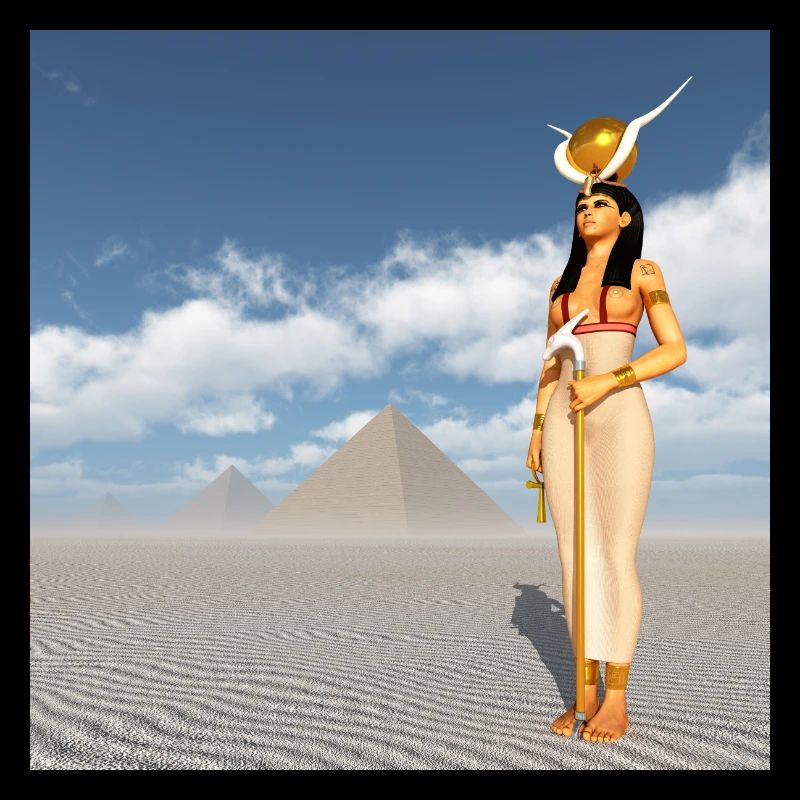 Göttin Hathor und Pyramiden