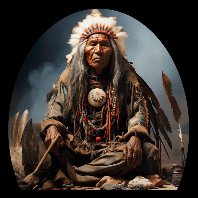 Chef indien avec coiffe de plumes