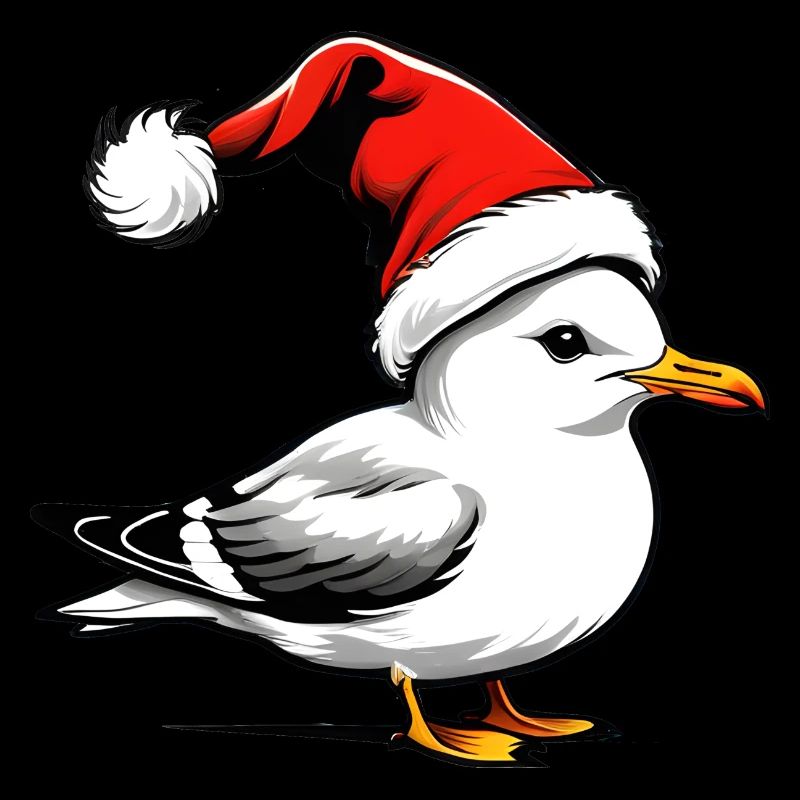 Weihnachts-Möwe mit Mütze
