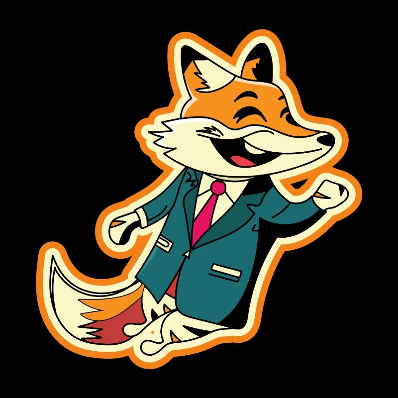 Happy fox mascot jumping funny design