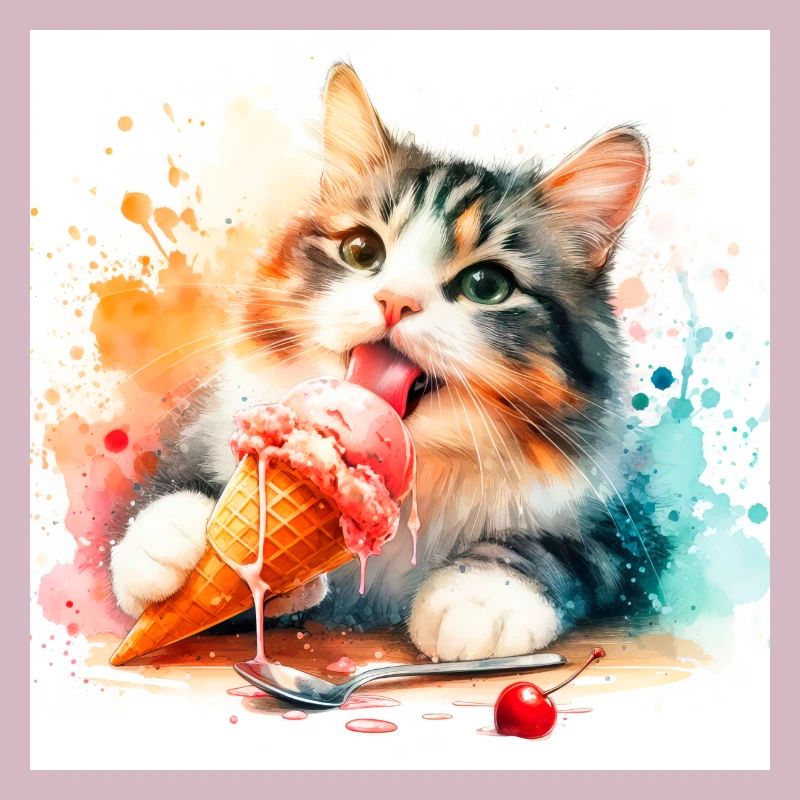 Chaton mangeant de la crème glacée