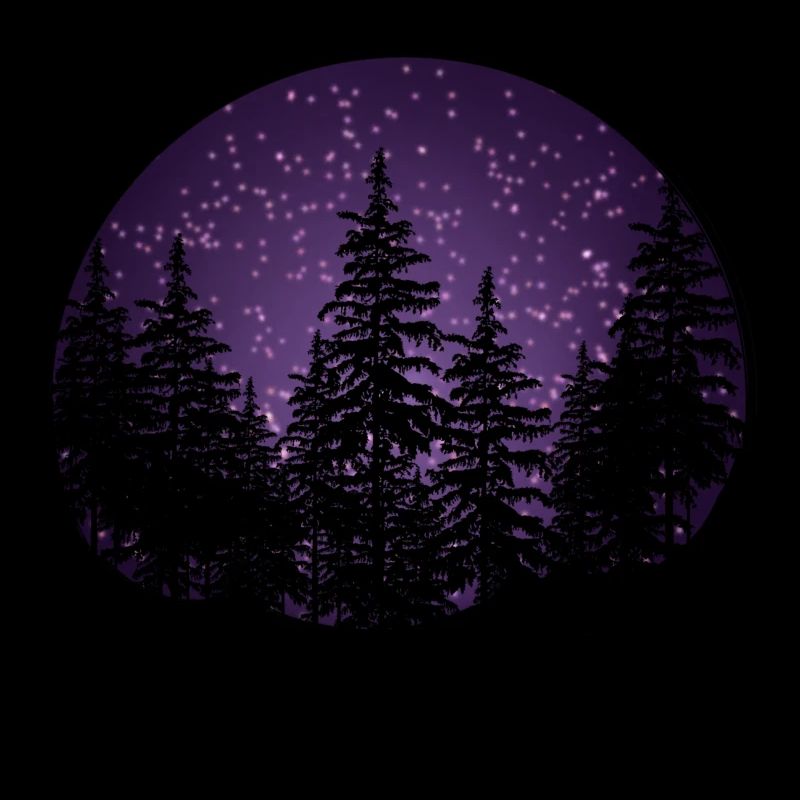 Dunkler Wald mit Lila Hintergrund
