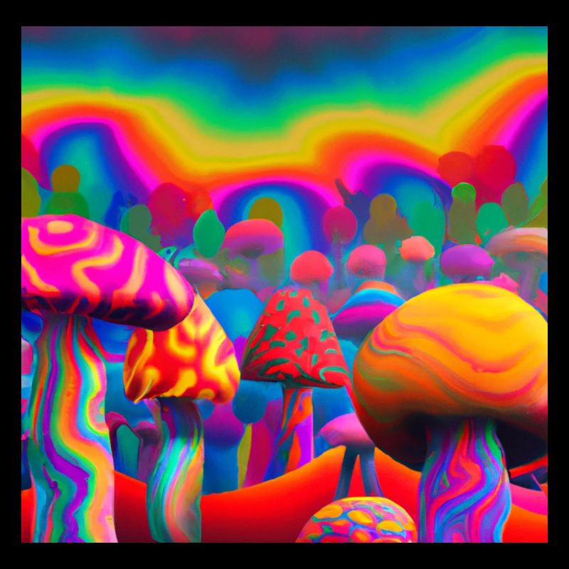 Forêt de champignons arc-en-ciel