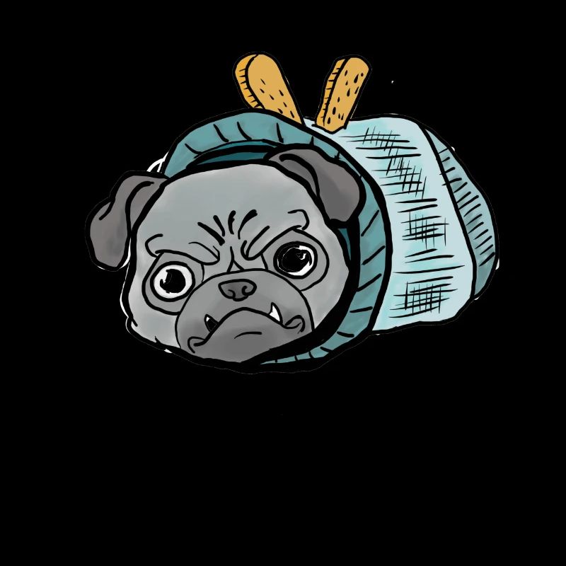 Mops beim Fasching! Geschenk Rollmops