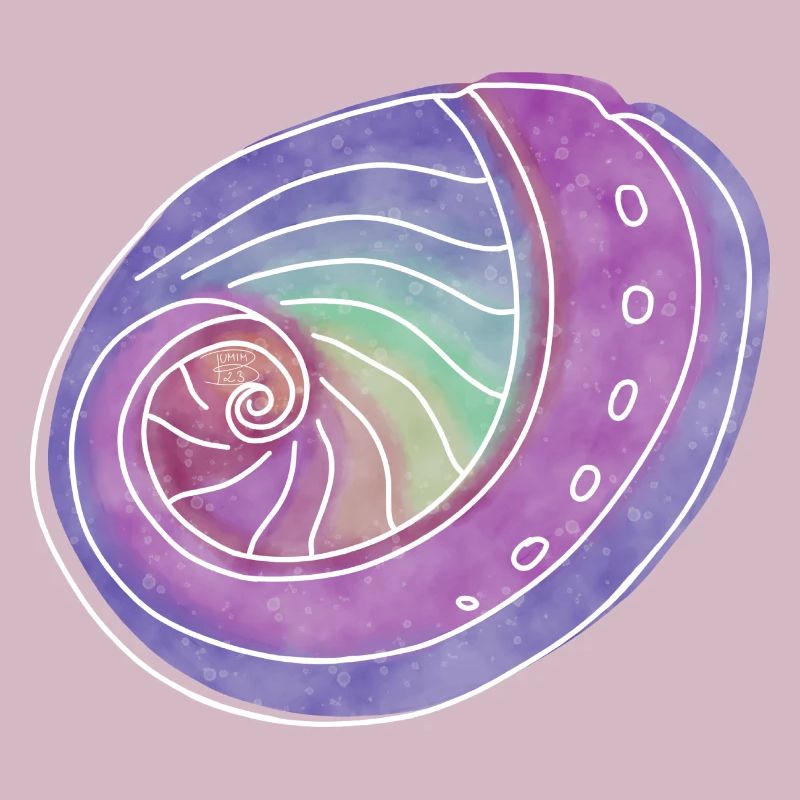 "Abalone", boho line art design, series "Shells"
