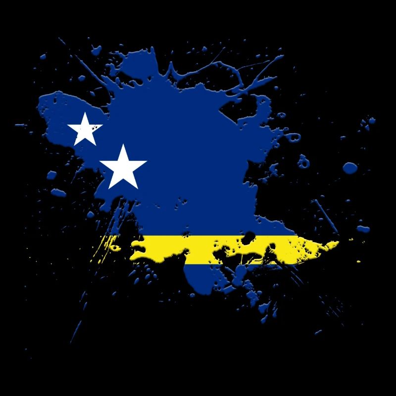 Curaçao Flagge als Farbklecks