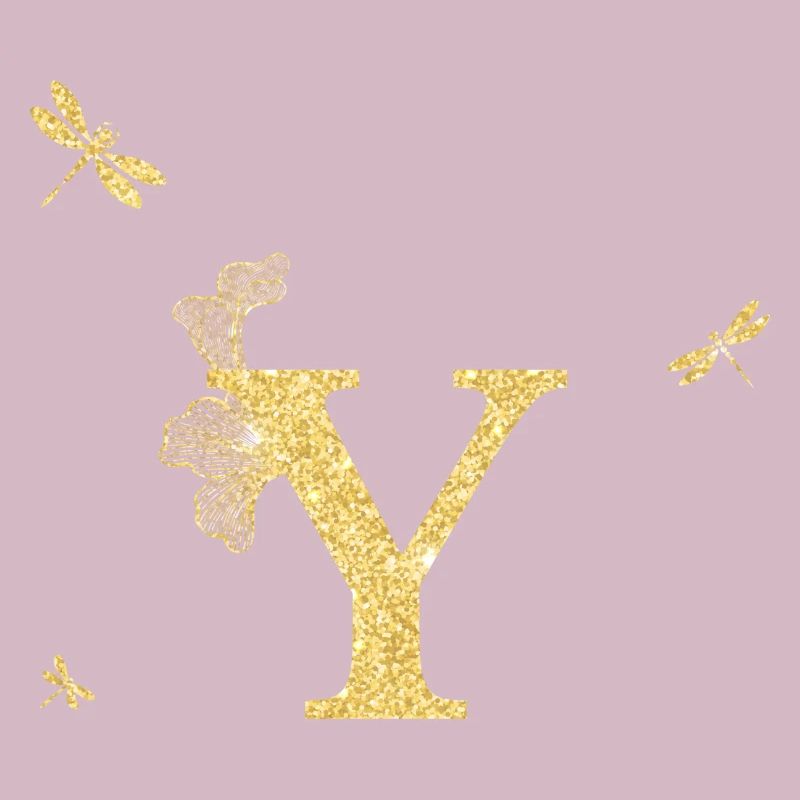 Buchstabe y Goldene Glitzerlibelle - Geschenkidee