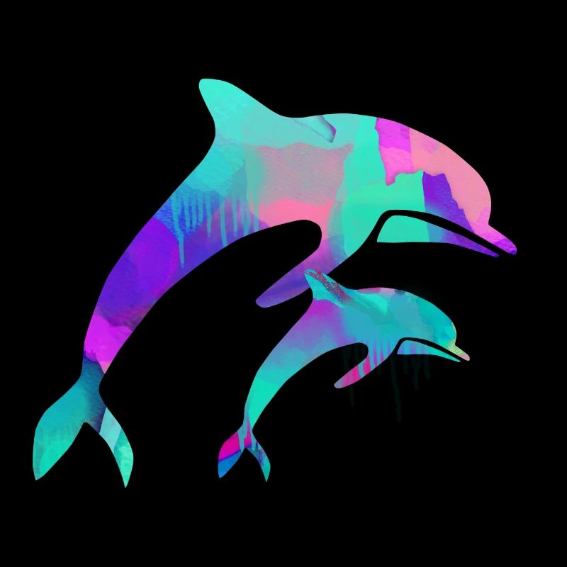 duo de dauphins deux coeurs