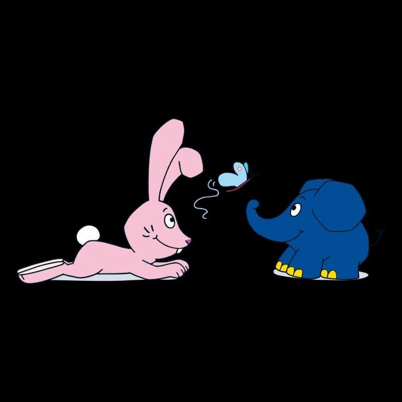 Éléphant et lapin avec papillon