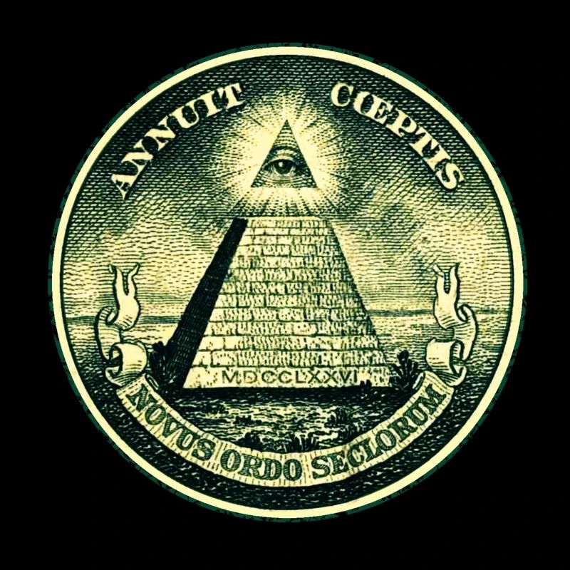 All seeing eye, pyramid, dollar, freemason, god