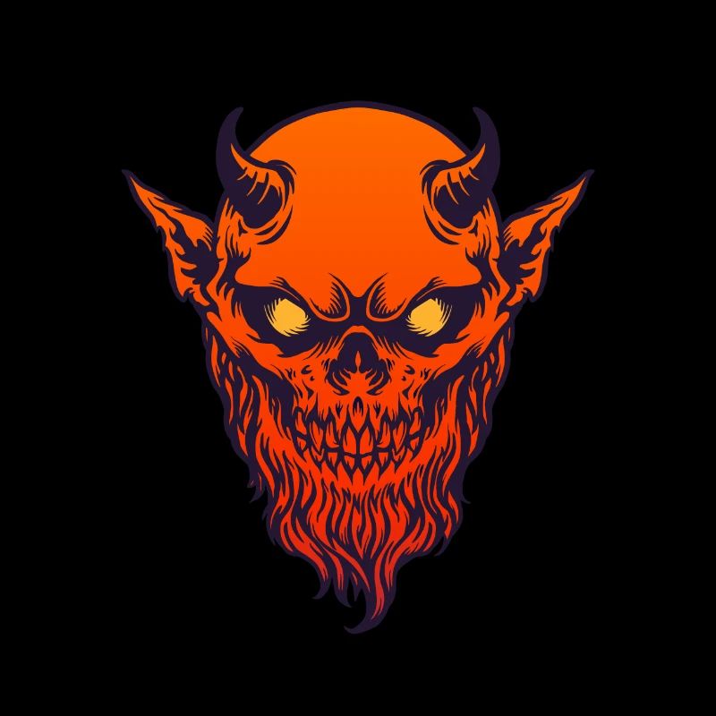 Devil Demon Rot mit Horn und Bart