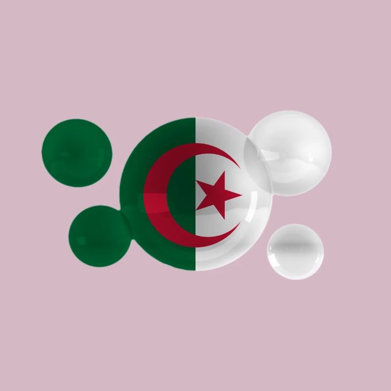 Algeria flag on bubbles