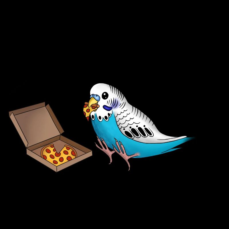 Pizzalover! Budgie eats pizza
