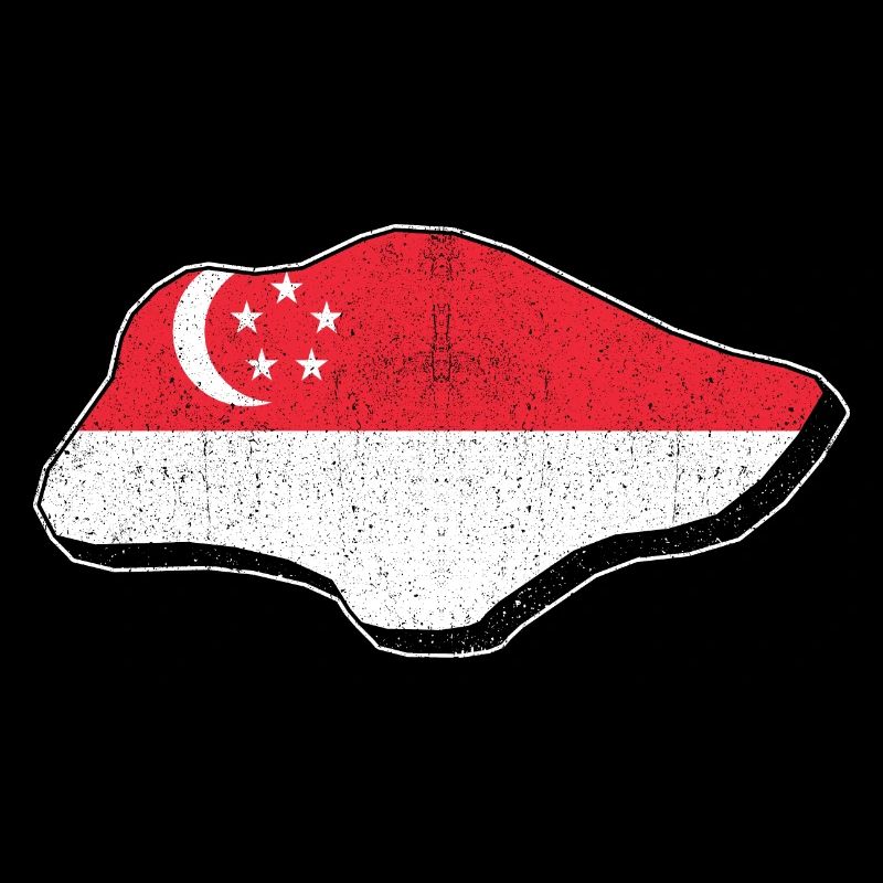 Singapour carte avec le drapeau de Singapour