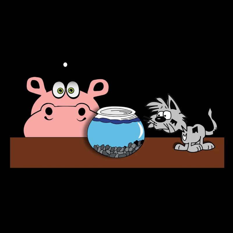 goldfisch fisch glas tier comic hippo katze kinder