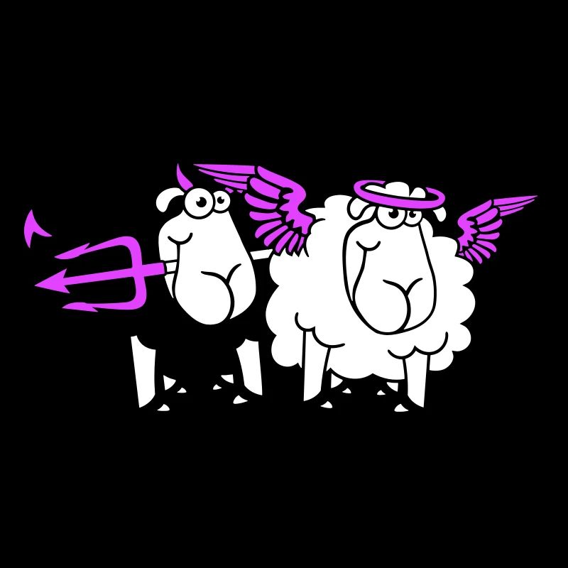 2 Sheep Angel Devil Satan Hell Evil Heaven Good