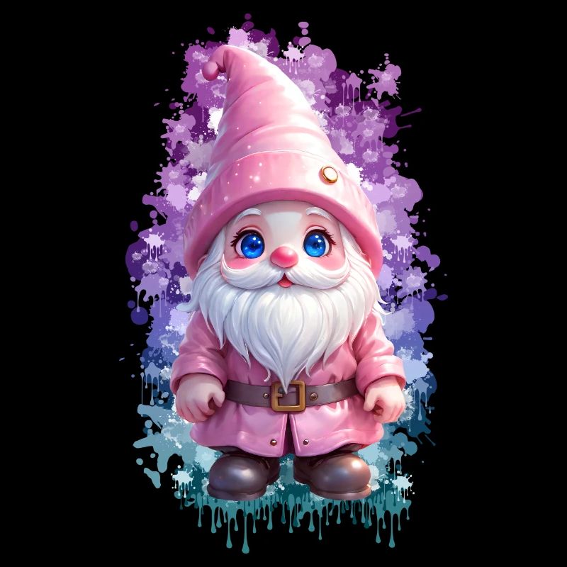 Pinker Winterwichtel mit SplashArt Hintergrund