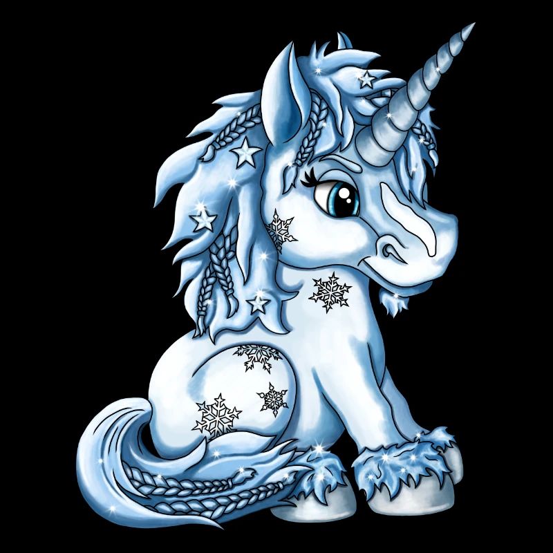 Eisiges Schnee Einhorn fantasy Illustration