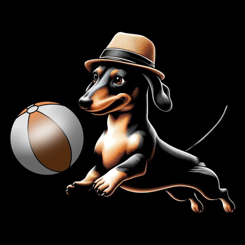 Dachshund playing ball