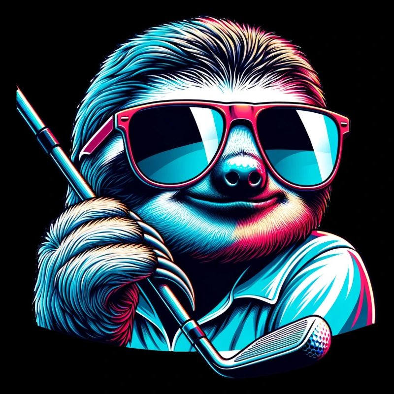 Sloth, Golfer, Golf Course, Dogs