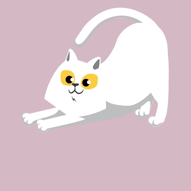 Weiße Katze Stretching