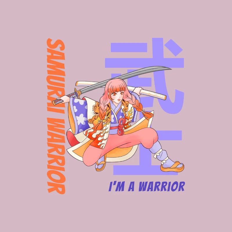 Samurai Warrior. Samurai Girl. White Version.