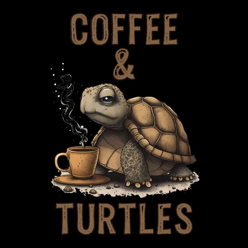 Coffee and turtles – humorous design for