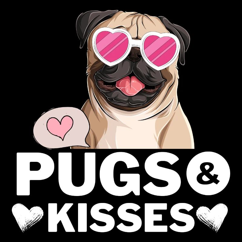 Mops mit Rosa Herz Sonnenbrille