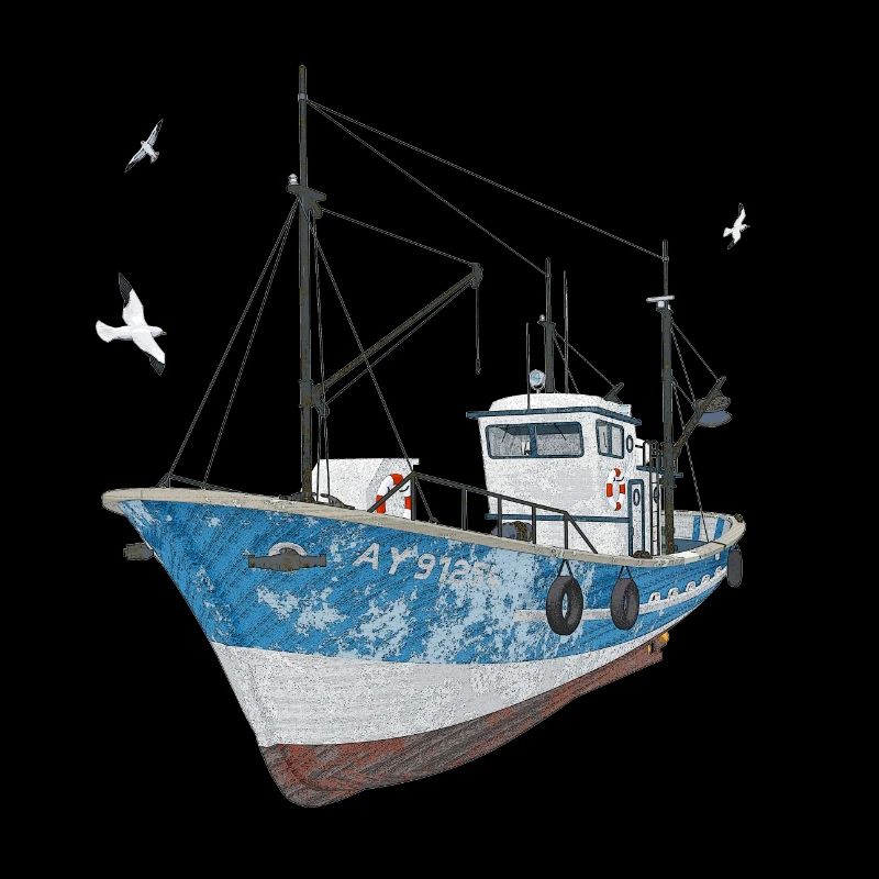 Fischkutter mit Seemöwen