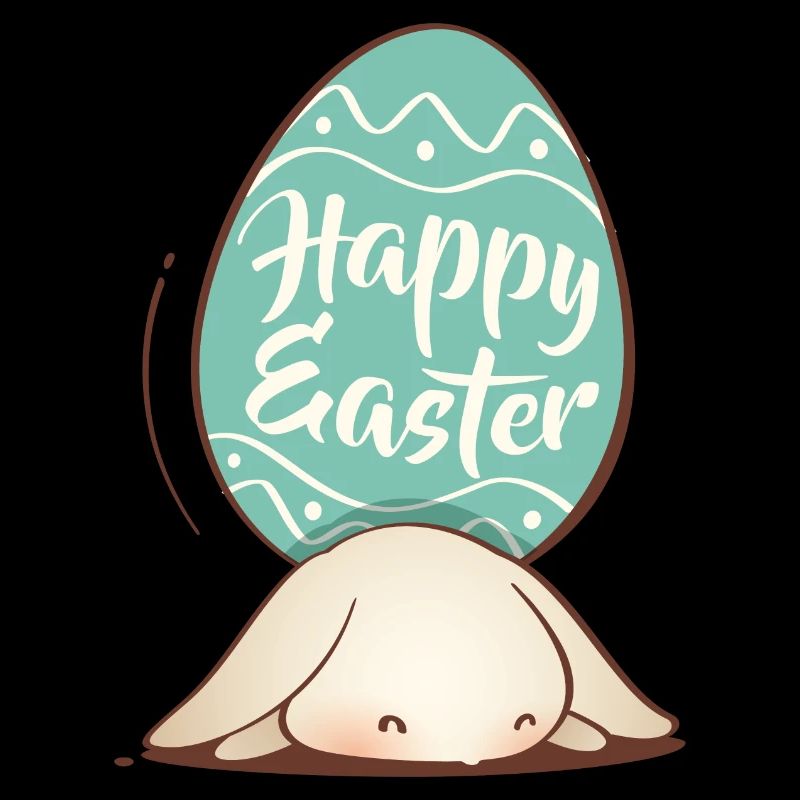 Doux lapin de Pâques avec oeuf coloré et lettrage